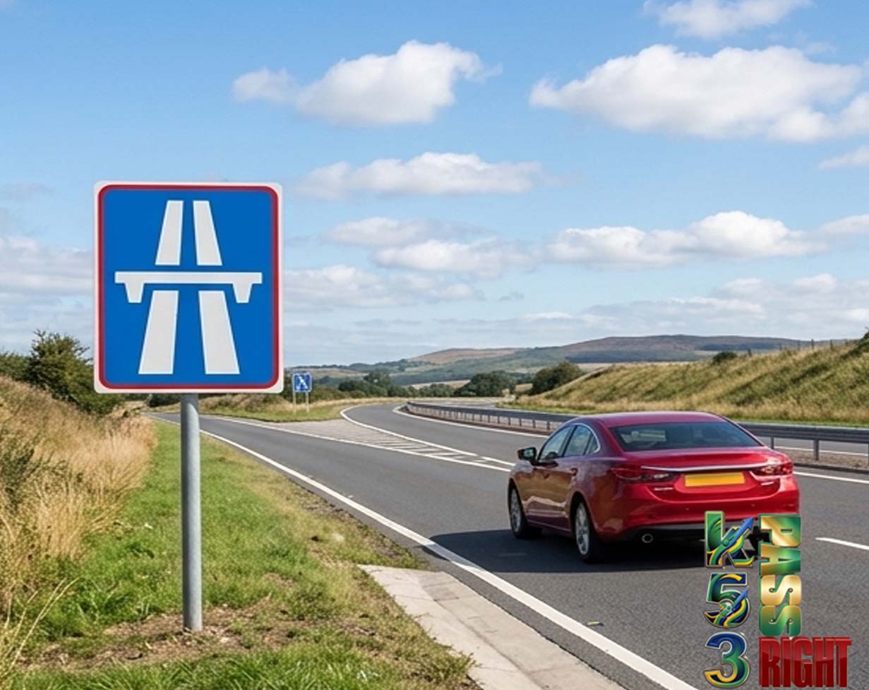 Dual-carriageway freeway begins sign example